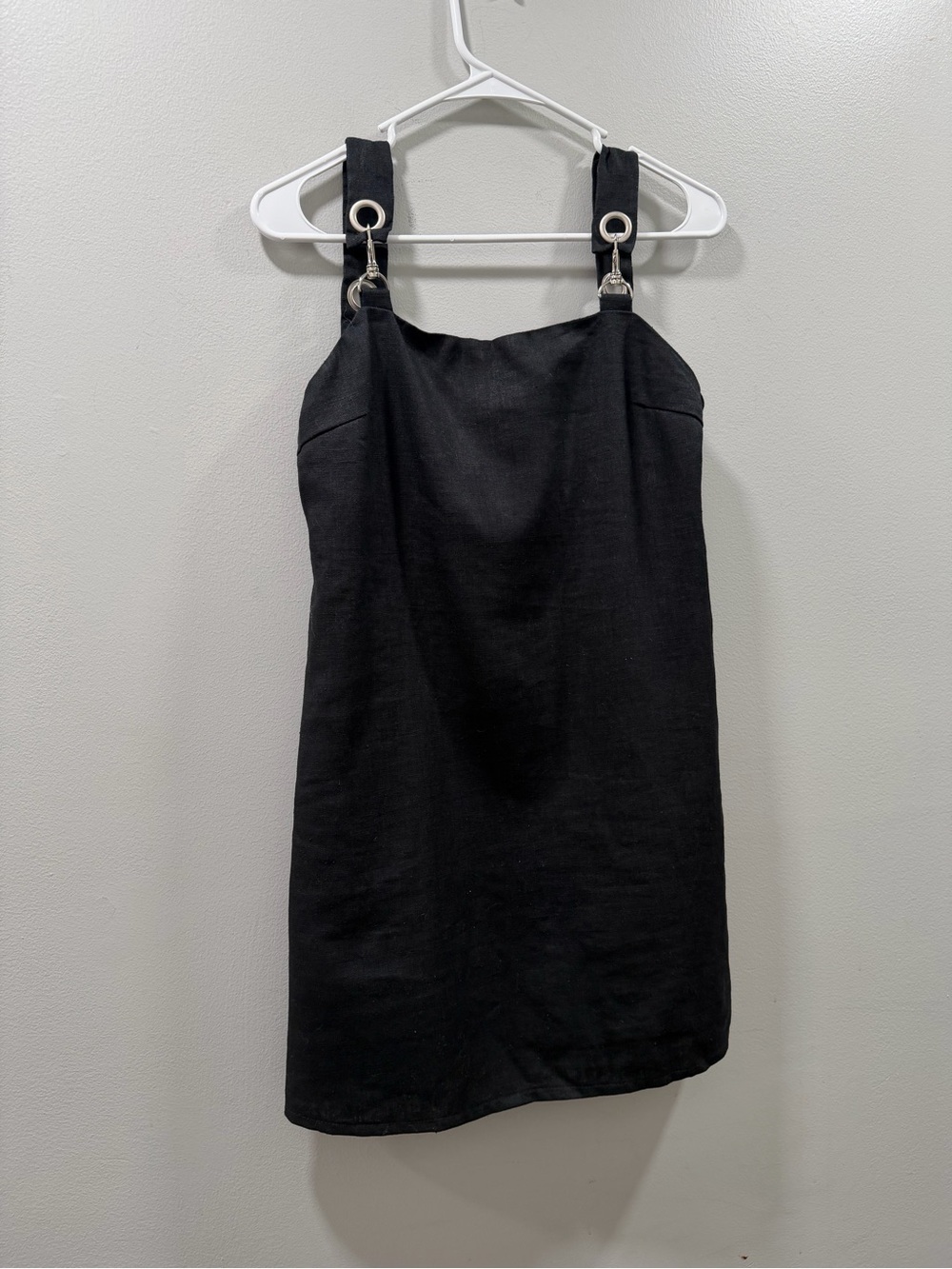 LF SEEK black Mini Dress with Ring-Detail Straps grommet straps S new